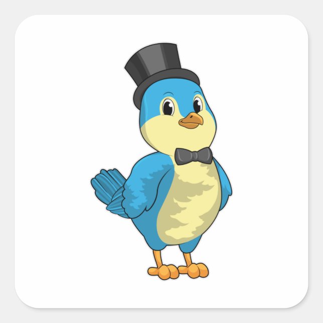 Bird as Groom with Ribbon Square Sticker (Front)