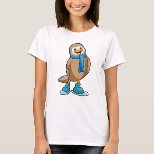 Bird as Skier with Ski & Scarf T-Shirt