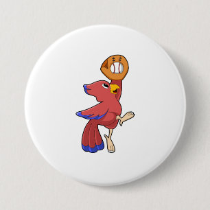 Bird at Baseball with Baseball glove 3 Inch Round Button