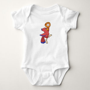 Bird at Baseball with Baseball glove Baby Bodysuit