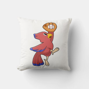 Bird at Baseball with Baseball glove Throw Pillow