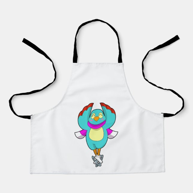 Bird at Ice skating with Ice skates.PNG Apron (Front)