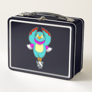 Bird at Ice skating with Ice skates.PNG Metal Lunch Box