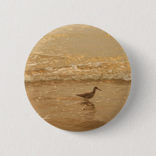 Bird at the beach 2 inch round button