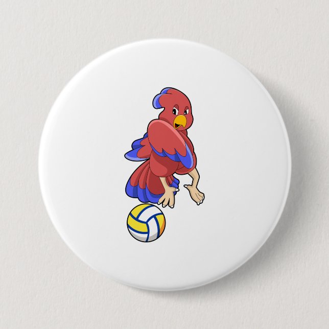 Bird at Volleyball Sports 3 Inch Round Button (Front)
