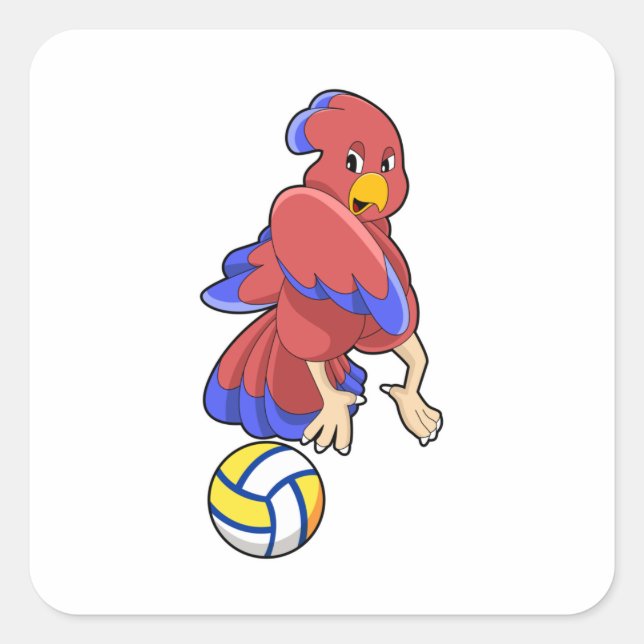 Bird at Volleyball Sports Square Sticker (Front)