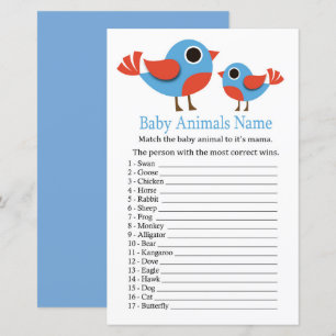 Bird Baby Animals Name Game