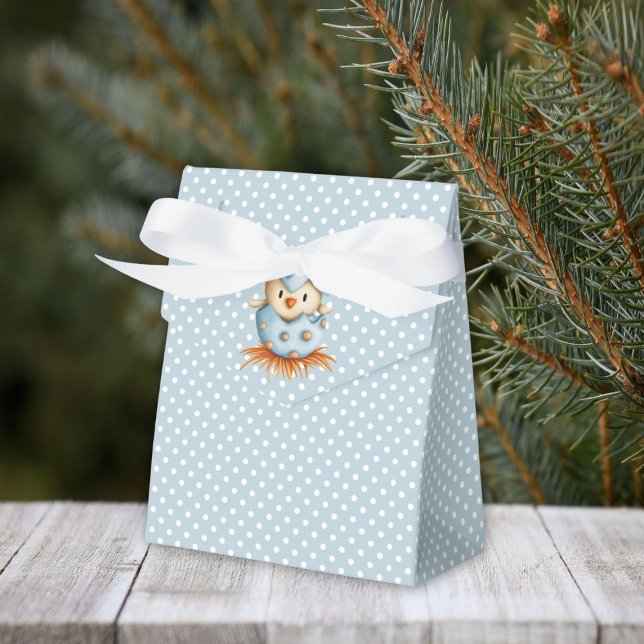 Bird Baby Shower Blue Polka Dot Favor Box (Creator Uploaded)