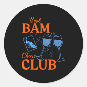 Bird bam cheers club peacock mahjong chinese mah classic round sticker