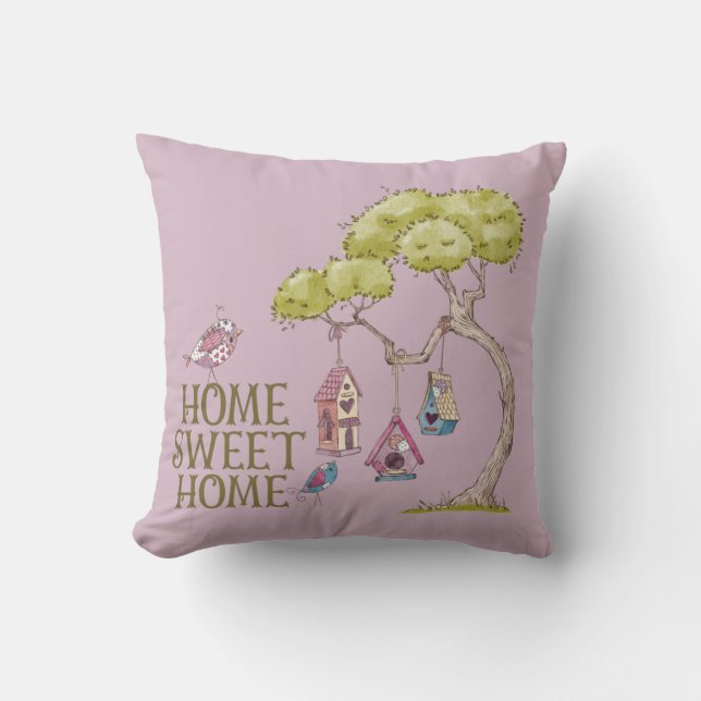 Bird Birdhouse Home Throw Pillow (Front)