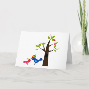 Bird Birds Mom Kid Family Tree Cute Cartoon Animal Card