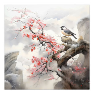 Bird Blooming Flowers Photo Print
