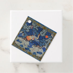 Bird Blue Chinese Embroidery Vintage Favour Tags