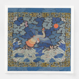 Bird Blue Chinese Embroidery Vintage Napkin