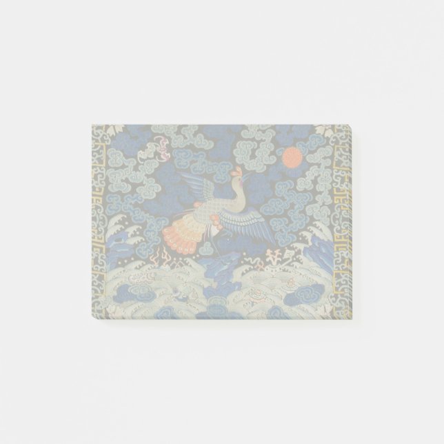 Bird Blue Chinese Embroidery Vintage Post-it Notes (Front)