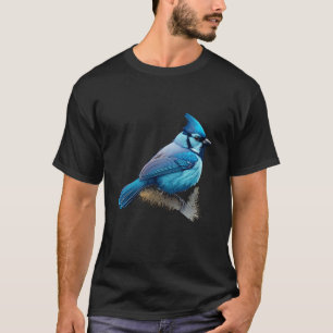 Bird Blue Stellar Jay Artistic Watercolor Nature W T-Shirt