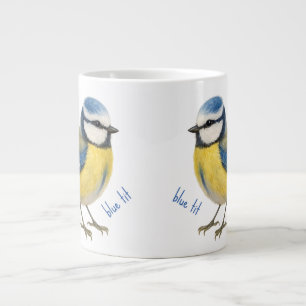 Bird Blue Tit Mug, Watercolour Garden Bird Art Large Coffee Mug