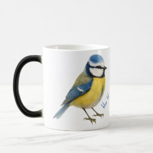 Bird Blue Tit Mug, Watercolour Garden Bird Art Magic Mug