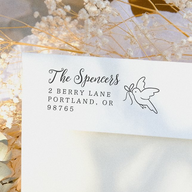 Bird & Bow Family Name & Return Address Rubber Stamp (Creator Uploaded)