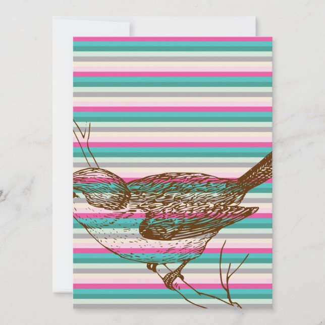 bird branch animals nature colourful pattern art (Front)
