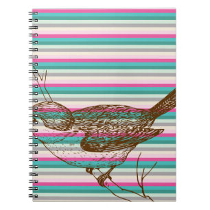 bird branch animals nature colourful pattern art notebook