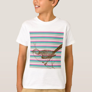 bird branch animals nature colourful pattern art T-Shirt