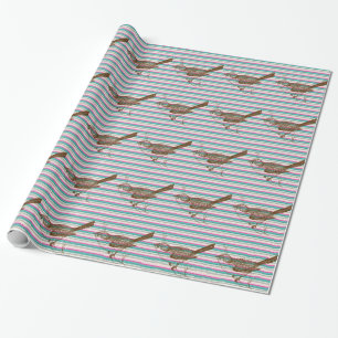 bird branch animals nature colourful pattern art wrapping paper