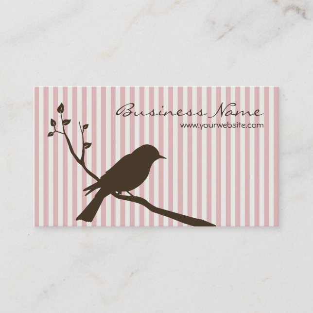 Bird Business Card (pink stripe) (Front)