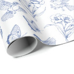Bird & Butterfly Floral Toile Blue Wrapping Paper<br><div class="desc">Bird & Butterfly Floral Toile Blue Wrapping Paper Rolls</div>