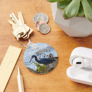 Bird by the Bay Little Blue Heron Safety Harbor  Keychain