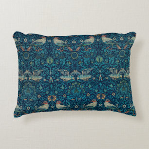 Bird by William Morris, Vintage Garden Textile Art Accent Pillow