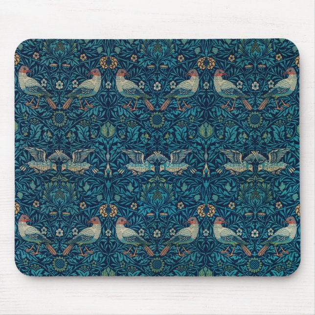 Bird by William Morris, Vintage Garden Textile Art Mouse Pad (Front)