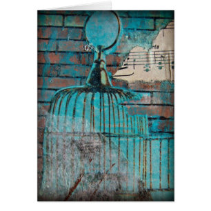 Bird Cage Collage Mixed Media Blank Inside 