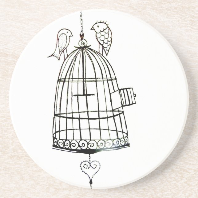 bird cage drawing coaster (Front)