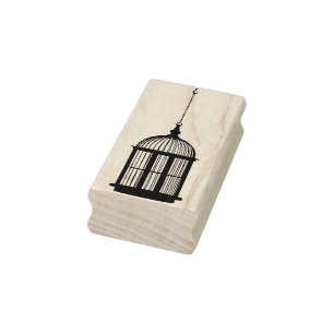 Bird cage illustration art stamp