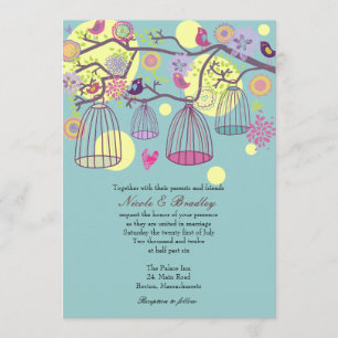 Bird Cage Love Birds Wedding Invitation