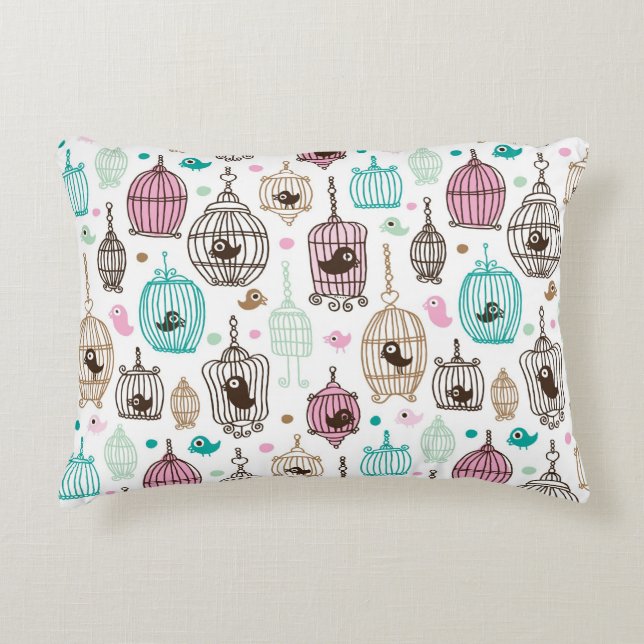 bird cage love kids background pattern decorative pillow (Front)