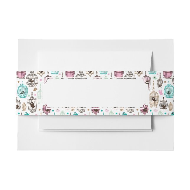 bird cage love kids background pattern invitation belly band (Front Example)