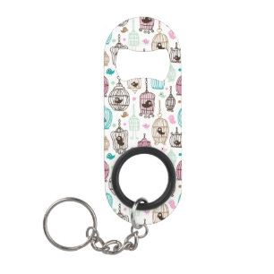 bird cage love kids background pattern keychain bottle opener