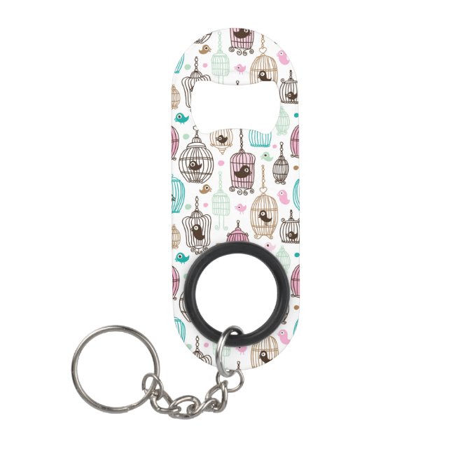 bird cage love kids background pattern keychain bottle opener (Front)