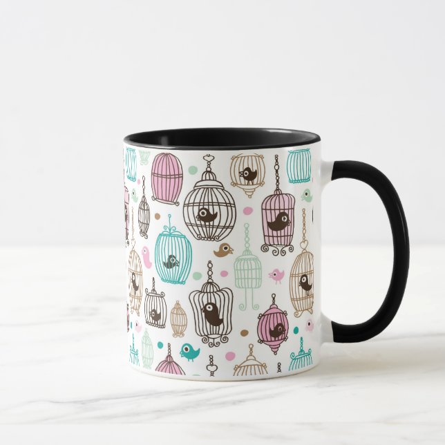 bird cage love kids background pattern mug (Right)