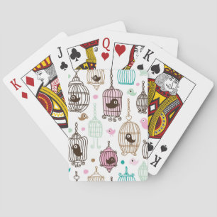 bird cage love kids background pattern playing cards