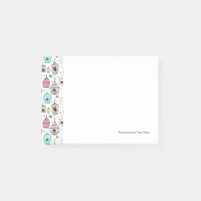 bird cage love kids background pattern post-it notes (Front)
