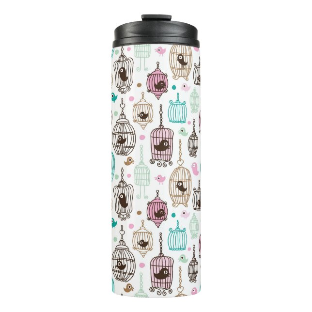 bird cage love kids background pattern thermal tumbler (Front)