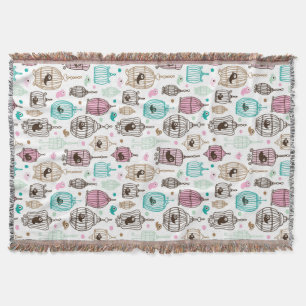 bird cage love kids background pattern throw blanket