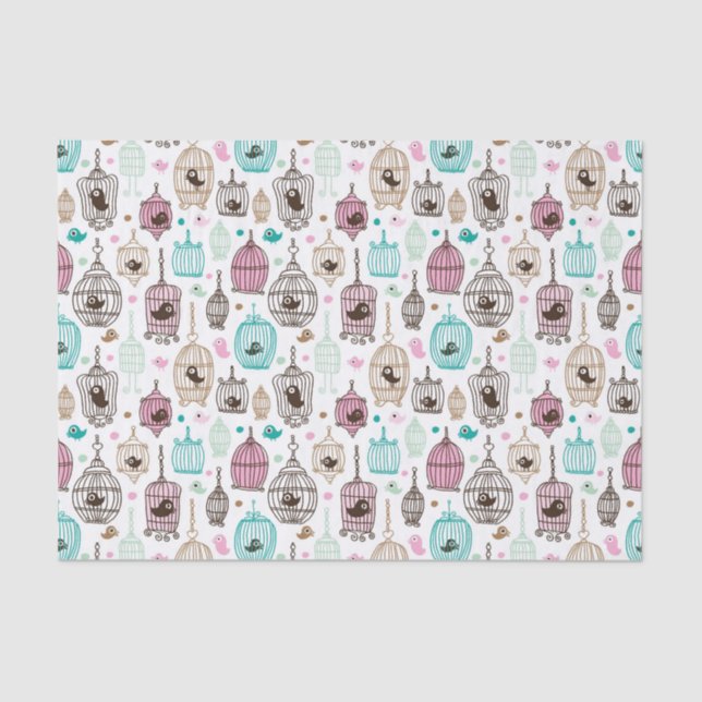 bird cage love kids background pattern tissue paper (Front)
