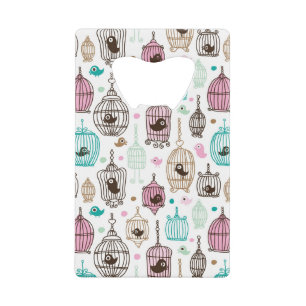 bird cage love kids background pattern wallet bottle opener