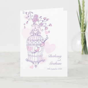Bird cage pink purple wedding program