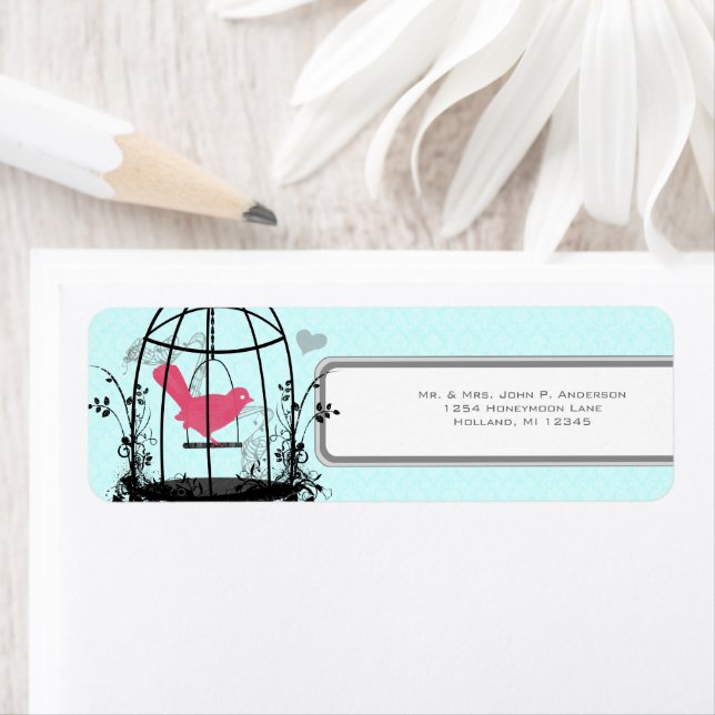 Bird Cage Rose Bird Notes musicales et Coeur (En situation)