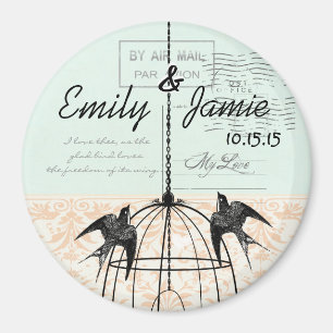 Bird Cage Wedding Magnets Postcard Background